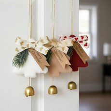 윈터 트리 & 도어벨 1+1+1 3종 세트 크리스마스 트리 장식 홈파티 장식, 3개, 화이트+베이지+레드