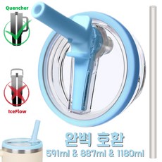 1180ml/887ml 대용량 텀블러 호환 밀폐뚜껑-플립 빨대 디자인 접이식 텀블러 뚜껑 교체용, 2개, 블루, 1180ml