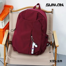 백팩 책가방 대학생 가방 배낭 블랙(펜던트 여행 없음) 대용량, F. 레드  우주비행사 펜던트