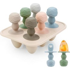 PandaEar 아이스바 틀 아이스크림 팬더이어 실리콘 아이스캔디 몰드 스틱이 있는 미니 치아 를 위한 6캐비티 냉동 테더 아이스 팝 메이커