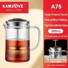 모카포트 KAMJOVE 프렌치 프레스 젊은 그린 감귤류 차 주전자 푸얼 아트 포트 홍차 내열 유리 냄비 팬 찻주전자, China Mainland, A-75 (380ml)