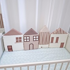 嬰兒床防撞軟包床圍 嬰幼兒童房圍欄保護墊 床邊靠墊牆壁裝飾, 棕色系新款海外版