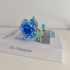 홀로그램 장미 1송이 인테리어소품 기념일 어버이날 꽃선물 헨드메이드소품 크리스탈, 1개, 블루