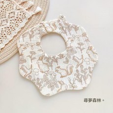嬰兒純棉紗布口水巾 柔軟圍兜, 松鼠森林, 1個, 2個裝