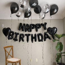 루이쉘 해피벌스데이 파티 이벤트 풍선세트+손펌프, 1세트, 블랙