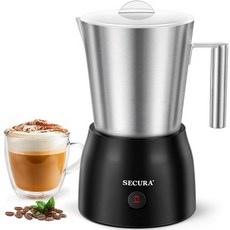 Secura 502.8ml(17온스) 전기 우유 거품기 및 스팀기 스테인리스 스틸 탈착식 저그 라떼 카푸치노 핫초콜릿용 4-in-1 핫 & 콜드 폼 메이커 BPA 테프론, 클래식