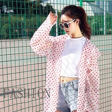 원디자인 땡땡이 우비 핑크 오토바이우의