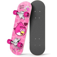 136479 아동용 초보자 마이크로 스케이트보드 Angry Birds - 스타일리시하게 배우기 미니 나무 크루저 보드 쿨 그래픽 만 3-5세 남아 및 여아용 43.2cm(17인, 러브 버드