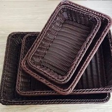 仿真藤超市籃展示水果籃 麵包籃 客廳收納籃, 1個, 35*25*7咖色