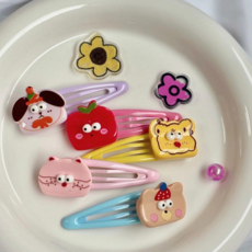 MANDOOS 알록달록 눈알 동물친구들 귀여운 아기 헤어핀