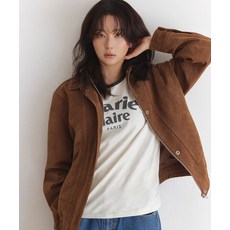 (매장정품)MARIE CLAIRE [슬기 PICK]절개 라인 스웨이드 블루종 점퍼(MAGAJP01MBR)MAGAJP01MBR