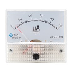 shangren 클래스 2.5 정확도 DC0-50μA 0-200μA 0-20A 직사각형 아날로그 패널 미터 암미터 화이트, 63x56x58mm, 플라스틱, DC 0-50uA, 1개