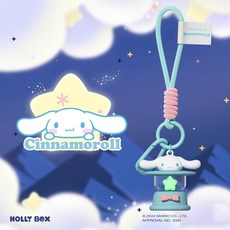 산리오 캐릭터 키링 열쇠 에어팟 가방 고리, 무드등 LED 시나모롤, 1개