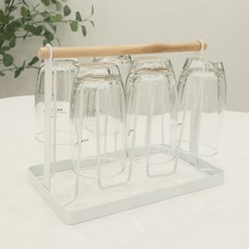 뷰티풀 우드디자인 철제 컵 걸이 거치대, 화이트, 1개