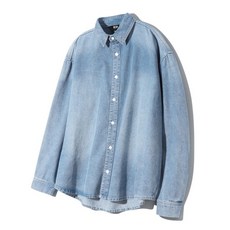 매장정품 트릴리온 TRILLION 워싱 오버핏 데님 셔츠 (BLEACH BLUE) TRFSH11BH 140360