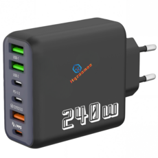 6in1 c타입 고속 충전기 240W 4USB+2PD3.0 CDT18888, 1개, 블랙