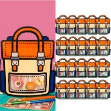 다온마켓 레트로 디자인 책가방 다용도 선물포장 구디백 지퍼백, 오렌지라지, 20P 1세트