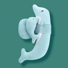 孕㛿枕頭護腰側托腹 孕婦純棉托腹枕 G型多功能哺乳枕 側臥U型月亮枕 可拆洗, 2021升級款-卡通海豚-淺藍