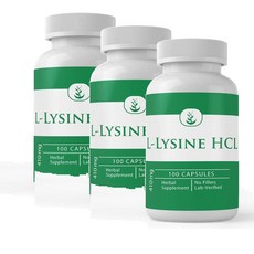 퓨어 L-라이신 HCL 410mg 캡슐 PURE ORIGINAL INGREDIENTS L-Lysine HCL, 3개, 100정