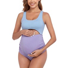 EastElegant 임산부 컷아웃 원피스 수영복 플로카 도트 프린트 임산부 수영복 블루 퍼플