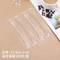 일회용 티 스푼 커피 숟가락 티스푼 머들러 롱 에이드 스틱, 1세트, 투명 개별포장(200개)