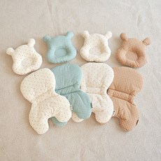 에시앙범보의자 리틀 테디베어 2종세트(베개+라이너), 베이지(체크)