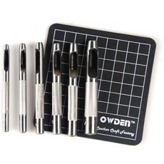 OWDEN 6피스 중공 홀 펀치 세트(1/8" - 5/16") 가죽 도구 무료 절단 매트 포함, 1, 9 Pieces, 1개