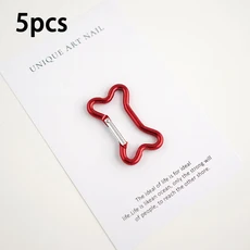5PCS 다채로운 뼈 모양의 알루미늄 스프링 퀵 후크 카라비너 ​​키 체인 물병 배낭 애완 교수형 야외 액세서, 1개, 01 Red  5pcs
