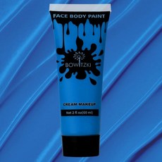 Bowitzki 페이스 앤 바디 페인트 59ml(2온스) 크림 메이크업 60ml 수성 페이스 페인팅 특수 효과 성인 어린이 할로윈 크리스마스 파티 무대 코스프레 (골드), Blue, 블루