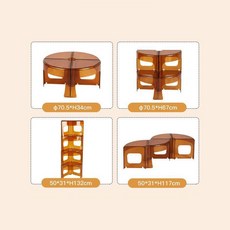 북유럽 모듈 원형 테이블 수납장 선반 진열장 모듈형 협탁 미드센츄리 분리형 가구, 조립형, 투명 브라운_4개