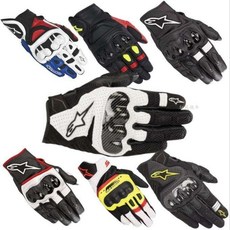 機車 A星手套 碳纖維賽車騎行手套機車真皮觸屏騎行防摔透氣 馭風機車, SMX-1白色-碳纖,XL