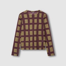 JAJU 여 돌담 체크 울 블렌디드 긴팔 티셔츠 J115301010079 549262