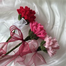 [한국어 동영상 제공] 한 송이 모루 꽃다발 간단 카네이션 심플버전 스승의날 어버이날 간단한 선물 학교 행사, 핫핑크, 1세트