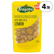 프라가타 마리네이티드 스톤리스 올리브 위드 올리브 오일 & 레몬 Fragata Marinated Stoneless Olives with Olive Oil & Lemon 70g, 4개