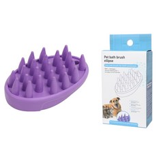 강아지 고양이 TPR 목욕 마사지 브러쉬, 1개, 타원-퍼플