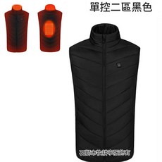 智慧發熱電熱馬甲 USB恆溫保暖男女款 秋冬防寒外套, 單控黑色二區, 1套