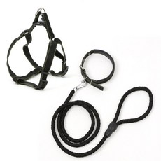 제이에스몰 목줄+하네스+리드줄 XS 블랙 반려견목줄