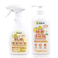 柚享淨 廚房潔淨雙效組 除油泡沫+洗碗精, 1個