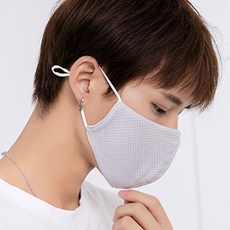 미즈코스 3D 입체 쿨 마스크 골프 러닝 등산 쿨링 냉감 자외선차단 메쉬 망사 여름, 그레이, 1개