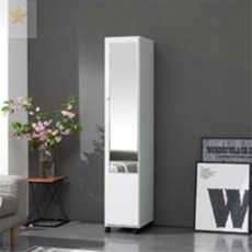 전신거울 키높은수납장, 화이트고정형