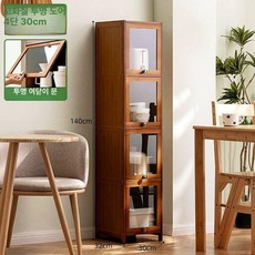 원목 주방 찬장 엔틱 미니 부엌 진열장 유리 장식장, [고화질 투명 플립 도어] 4단 30 길이