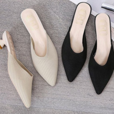 여자 블로퍼 데일리 뾰족코 슬리퍼 여성 뮬 로우힐 여름 구두 사무실 슈즈 신발