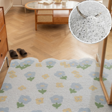 키미블랑 잘라쓰는 플라워패턴 현관 코일 매트 60x90 cm, 하얀배경꽃, 1개