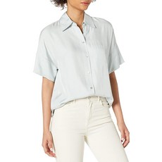 Vince 여성용 유틸리티 포켓 스티치 반소매 셔츠 민트 XS 173845