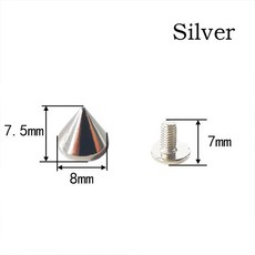 가죽 공예 휴대폰 케이스 장식 액세서리 의류 리벳 8mm x 7 5mm 콘 컬러 스터드 18 가지 색상 제공 5 세트, 8x7 5mm 5Set, Silver