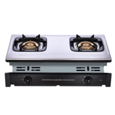 SAKURA 雙口檯面式瓦斯爐 不鏽鋼檯面 安全熄火裝置 精準火力控制, 液化石油氣 (LPG), G6201S