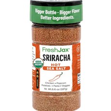 FreshJax 유기농 스리라차 뜨거운 바다 소금 (187.1g(6.5온스) 대형 병) GMO 프리 글루텐 프리 케토 팔레오 방부제 없음 스리라차 시즈닝 소금 | 잭슨빌에서 수, 187g, 1