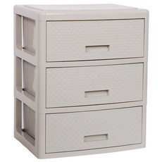 4536 3단 라탄 서랍장 플라스틱서랍장 수납장, 라이트 그레이