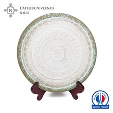 AN58璟庭坊 法國工藝手工刻紋紅酒墊 搭配手作6吋杏仁派禮盒組, 湖水綠, 1個