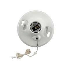 Leviton 일체형 우레아 콘센트 박스 마운트 백열 램프 홀더 풀 체인 8827-CW1 화이트_165295, Leviton 일체형 우레아 콘센트 박스 마운트, 백열